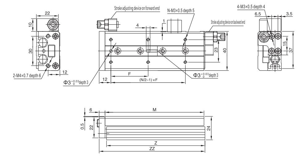 Mini slides cilindros MXS para aplicações pneumáticas com espaço apertado 10
