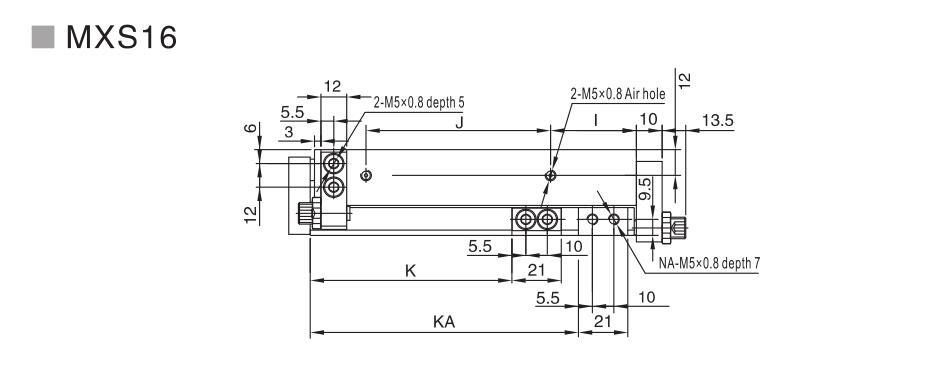 Mini slides cilindros MXS para aplicações pneumáticas com espaço apertado 18