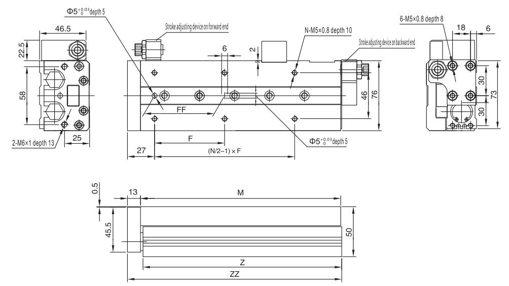 Mini slides cilindros MXS para aplicações pneumáticas com espaço apertado 25