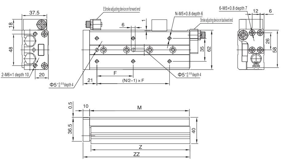 Mini slides cilindros MXS para aplicações pneumáticas com espaço apertado 19