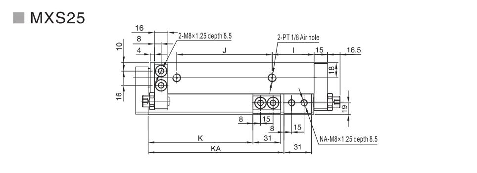 Mini slides cilindros MXS para aplicações pneumáticas com espaço apertado 28