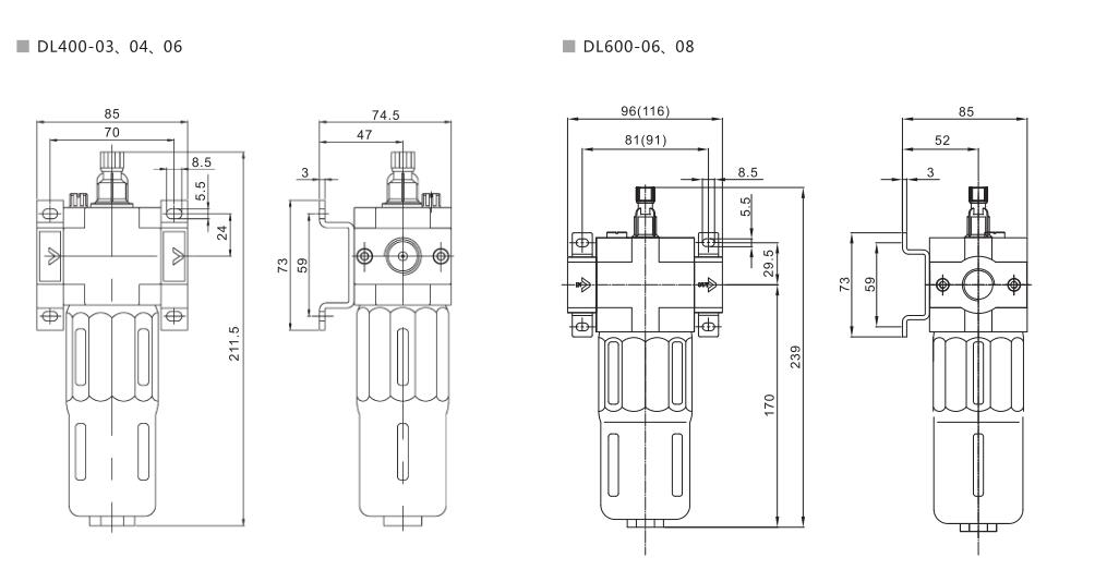 Lubricador de ar comprimido DL 10