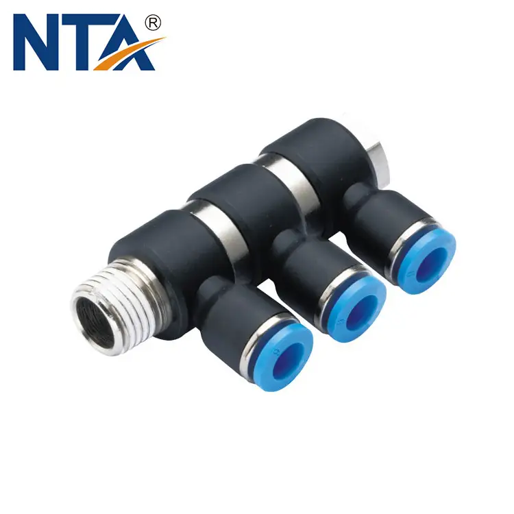 PHT-3 Triple Universal Elbow Plastic Push-in Fitting/ Pneumatic Triple Banjo Fittings/Modular Triple Banjo Fittings 1