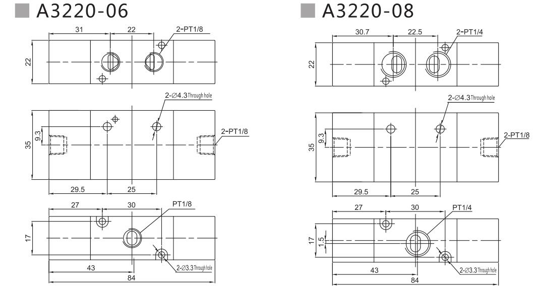 A3200 Series 3/2 Pneumatisk riktningsventil 9