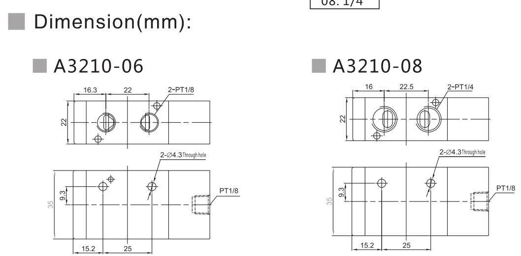 A3200 Series 3/2 Pneumatisk riktningsventil 6