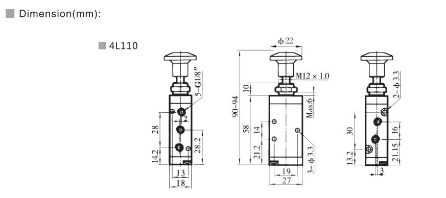 4L серия 5/2 ручной клапан 5