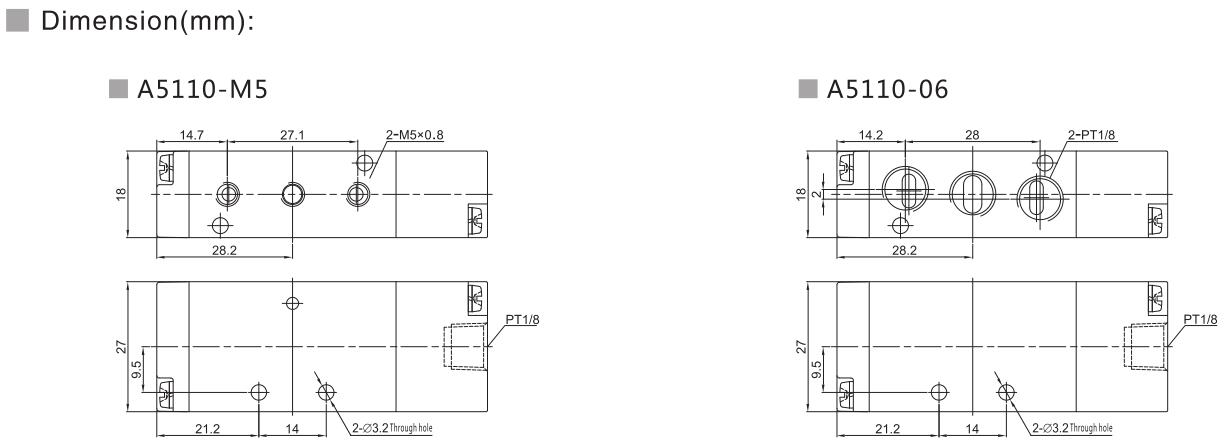 A5100 Serie 5/2 oder 5/3 Pneumatische Richtungssteuerventil 6