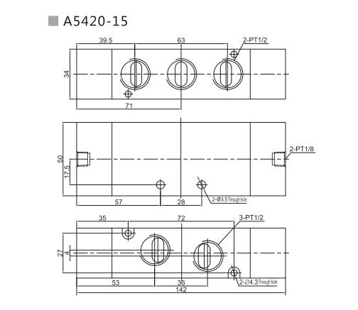 A5400 Serie 5/2 oder 5/3 Pneumatische Richtungssteuerventil 7