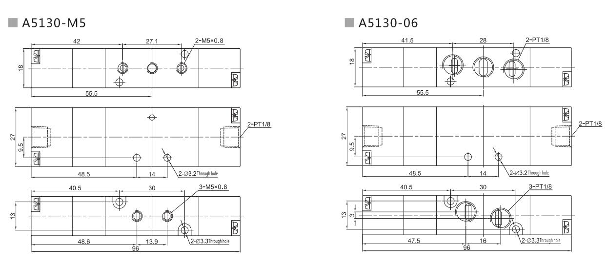 A5100 Serie 5/2 oder 5/3 Pneumatische Richtungssteuerventil 9