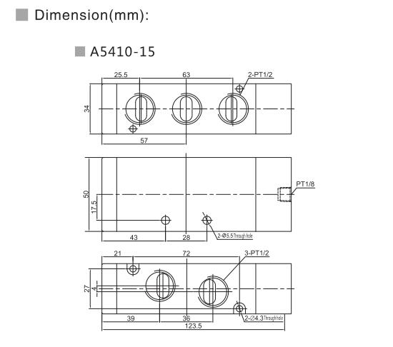 A5400 Serie 5/2 oder 5/3 Pneumatische Richtungssteuerventil 6
