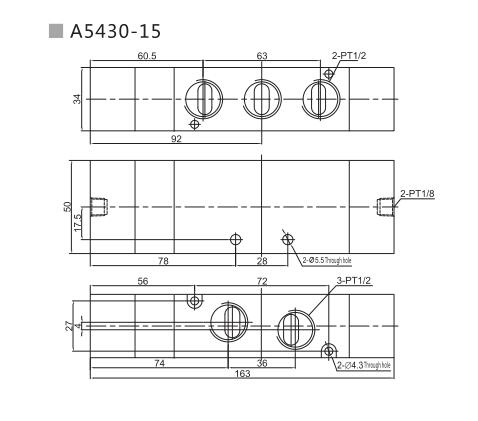 A5400 Serie 5/2 oder 5/3 Pneumatische Richtungssteuerventil 8
