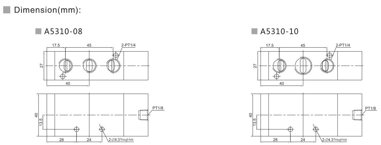 A5300 Serie 5/2 oder 5/3 Pneumatische Richtungssteuerventil 5