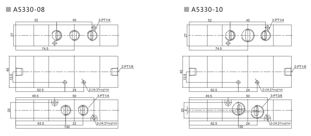 A5300 Serie 5/2 oder 5/3 Pneumatische Richtungssteuerventil 9