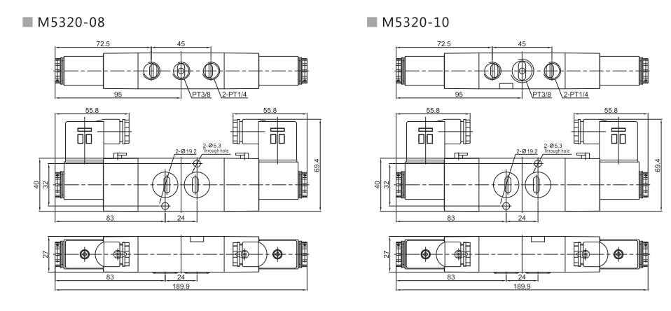 M5300 (NAMUR) Serie 5/2 eller 5/3 pneumatisk riktningskontrollventil 7
