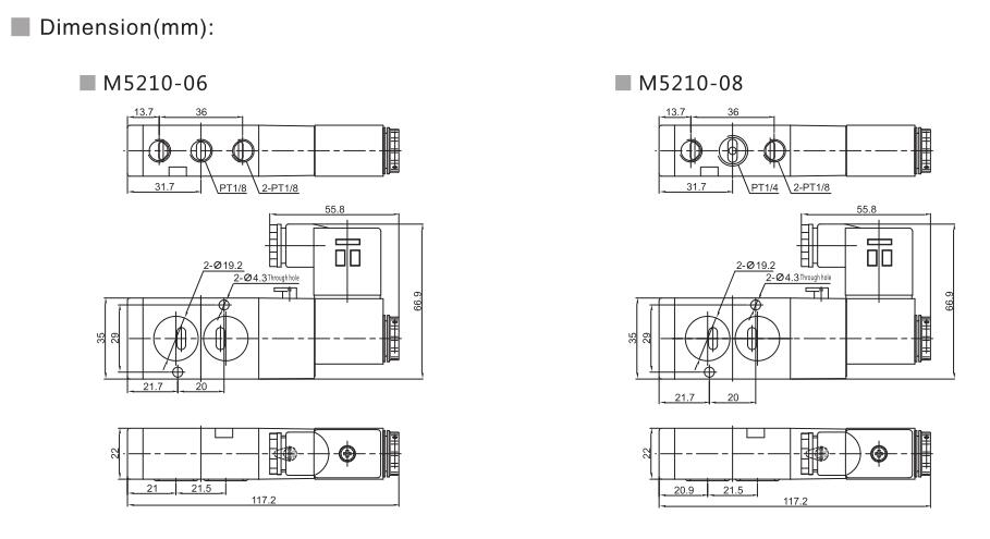 M5200 (Namur) Serie 5/2 o 5/3 Válvula de control direccional neumática 6