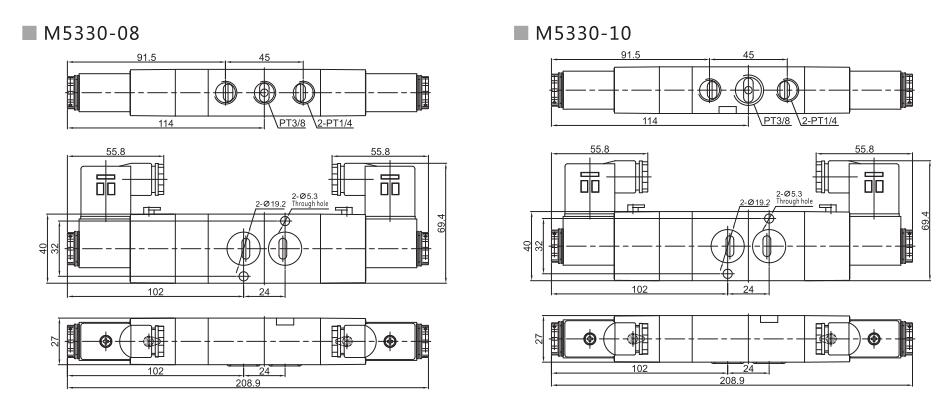 M5300 (NAMUR) Serie 5/2 eller 5/3 pneumatisk riktningskontrollventil 8