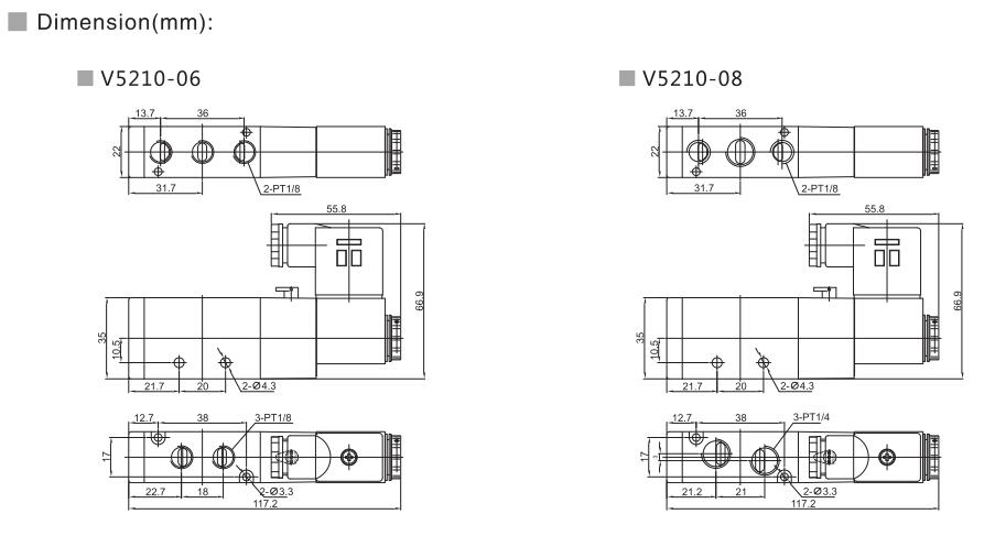 V5200 Series 5/2 or 5/3 Pneumatic Directional Control Valve 6