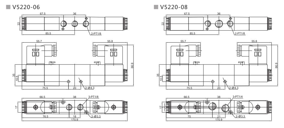 V5200 Series 5/2 or 5/3 Pneumatic Directional Control Valve 7
