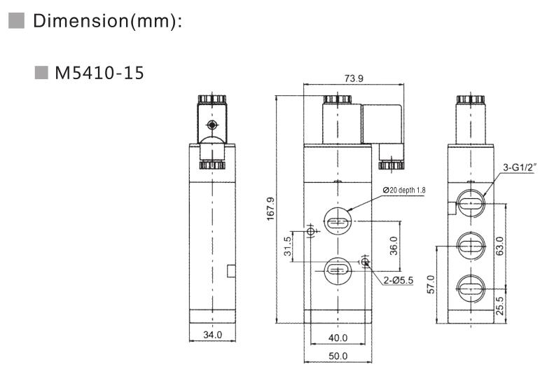 M5400 (NAMUR) Serie 5/2 eller 5/3 pneumatisk riktningskontrollventil 6