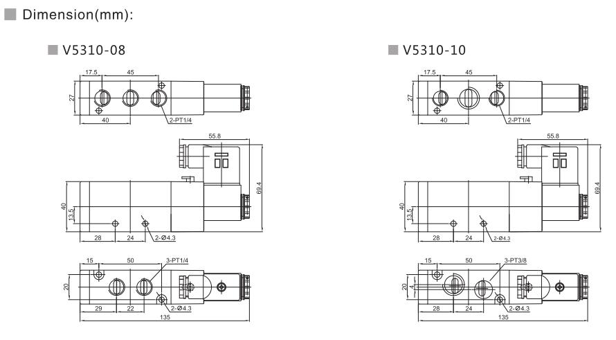 V5300 Series 5/2 or 5/3 Pneumatic Directional Control Valve 6
