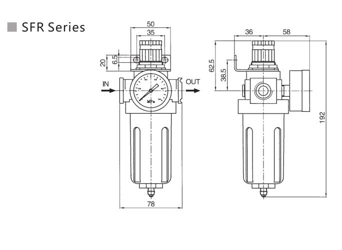 SFC Series Filter Regulator+Lubricator 6