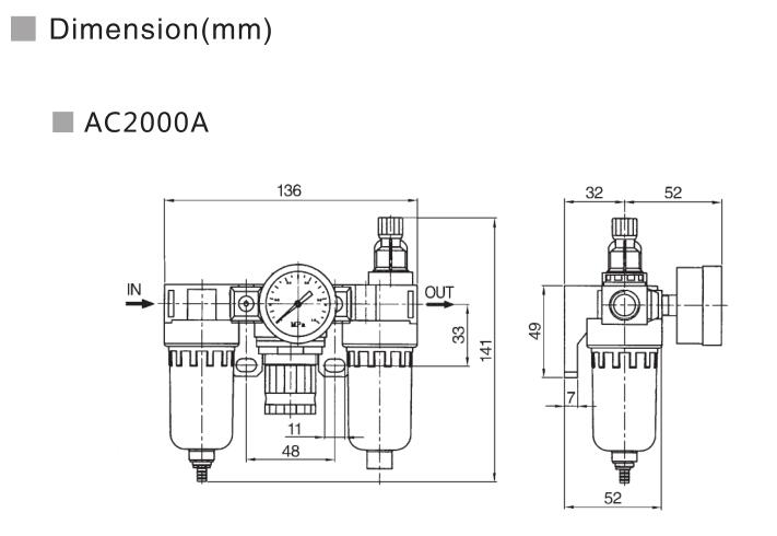 AC/BC Series Economical Filter Regulator Lubricator 7