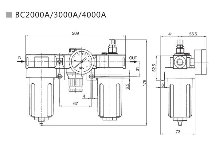 AC/BC Series Economical Filter Regulator Lubricator 8