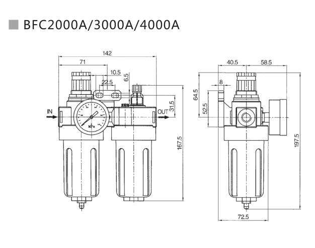 AFC/BFC Series Economical Filter Regulator+Lubricator 7