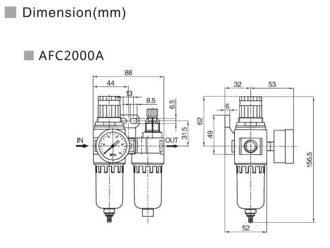 AFC/BFC Series Economical Filter Regulator+Lubricator 6