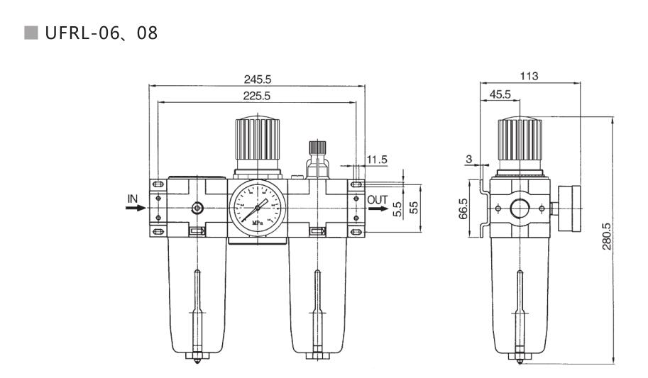 U Series Filter+Regulator+Lubricator 8