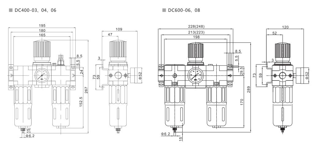 DC Series Filter+Regulator+Lubricator 8