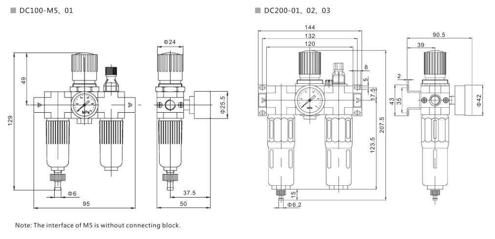 DC Series Filter+Regulator+Lubricator 7