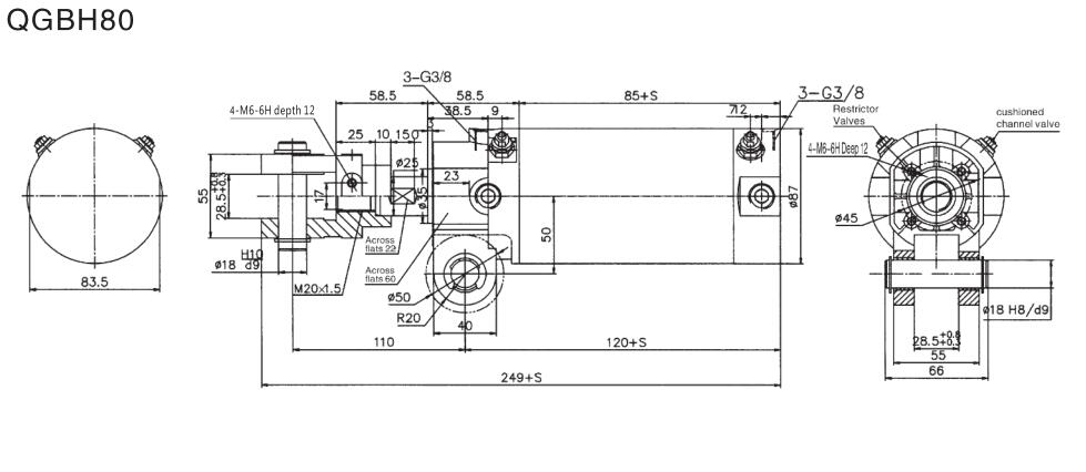 Cilindro de abrazadera neumática de la serie QGBH 7