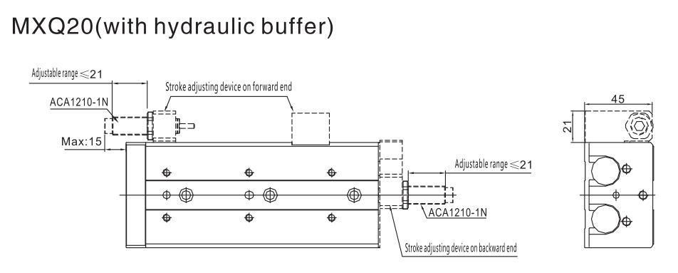 Cilindro pneumático de tabela de slides da série MXQ 31