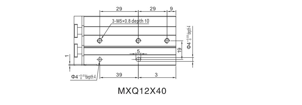 Cilindro pneumático de tabela de slides da série MXQ 17
