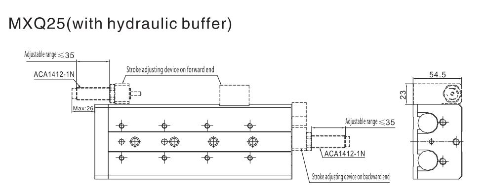 Cilindro pneumático de tabela de slides da série MXQ 35