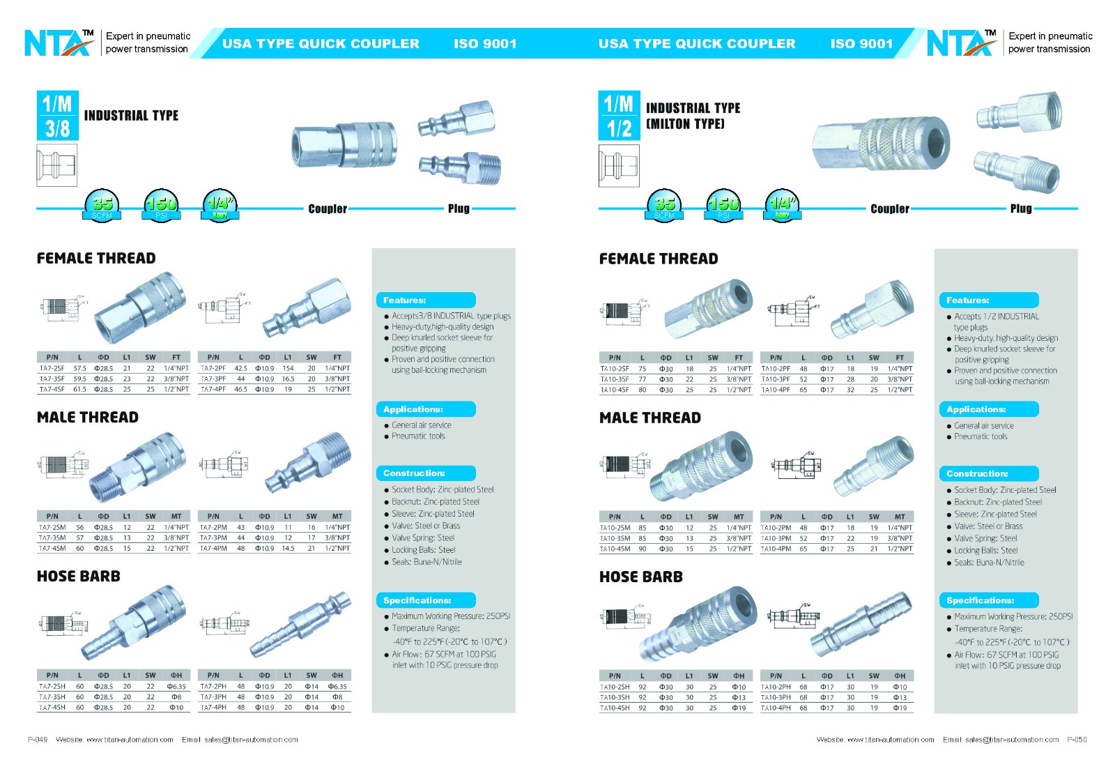 USA Type Pneumatic Quick Coupler 5