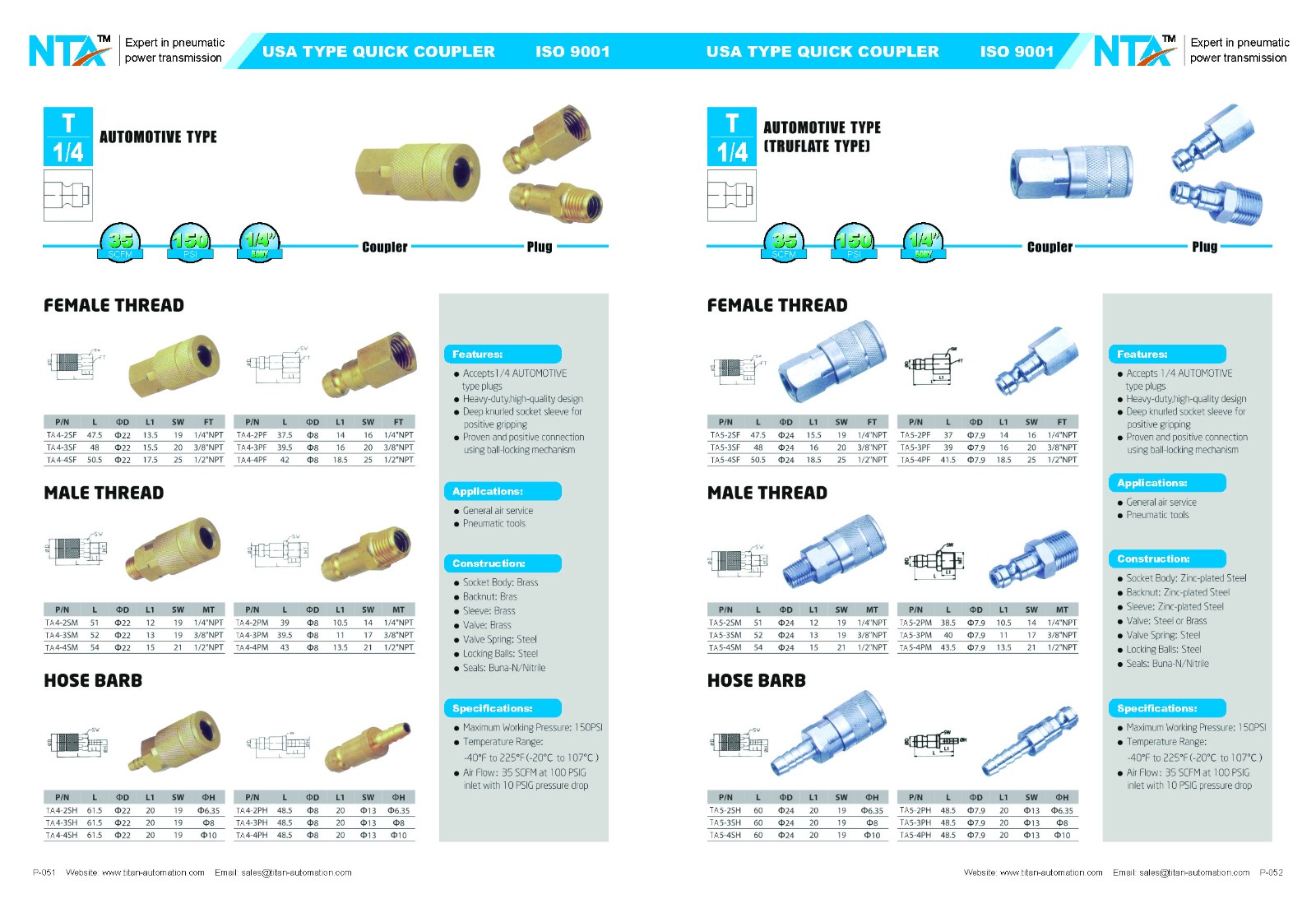 USA Type Pneumatic Quick Coupler 6