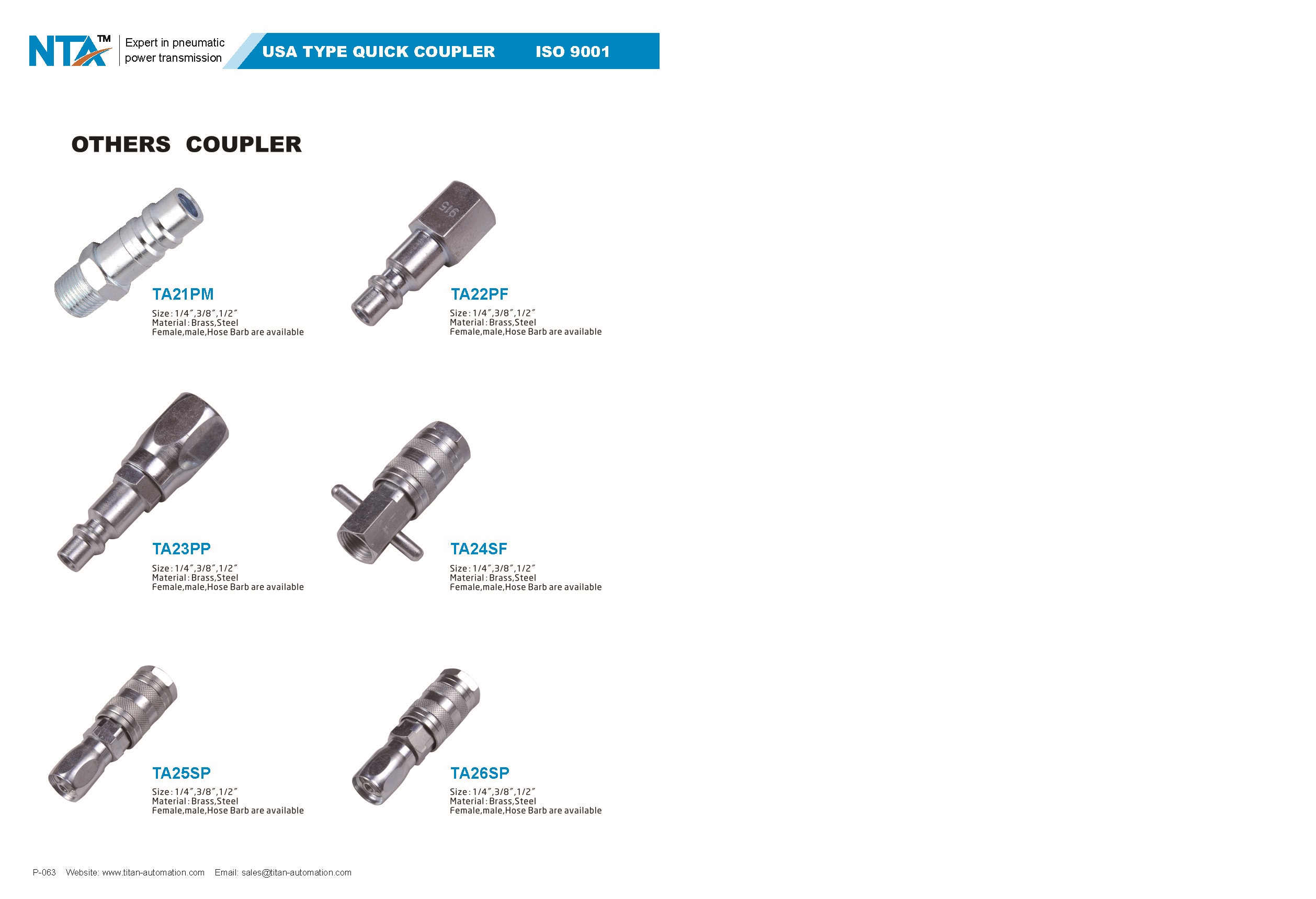 USA Type Pneumatic Quick Coupler 12