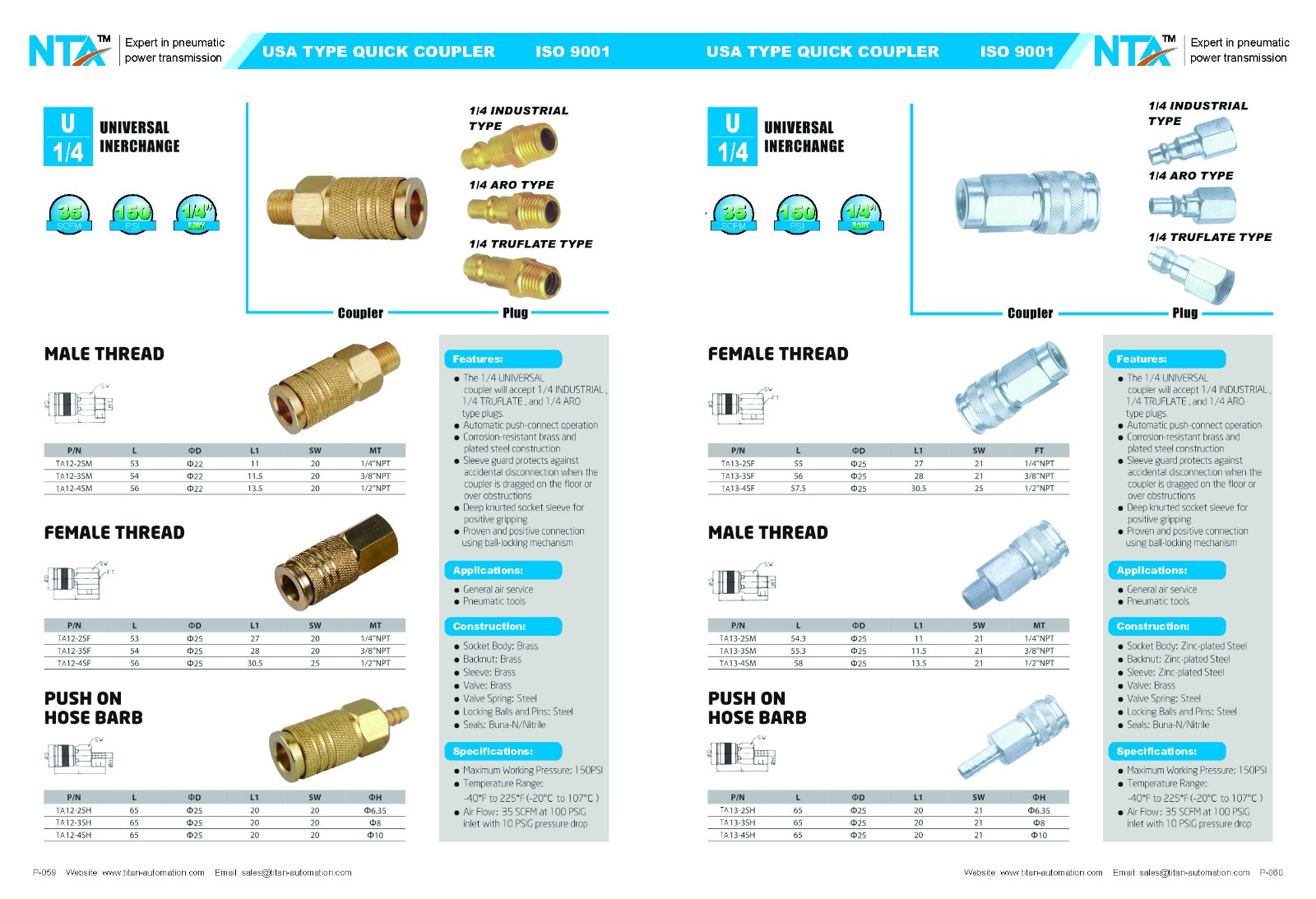 USA Type Pneumatic Quick Coupler 10