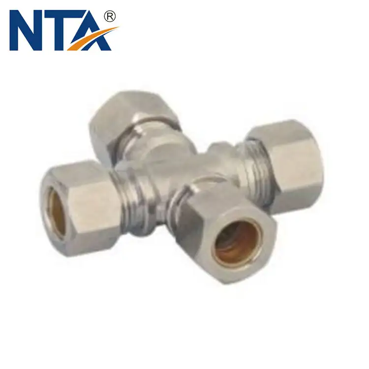 MTPZA Brass Cross Coupler/Pneumatic Compression Cross Fitting/Compressed Air Cross Fitting/Metal Compression Fitting 1