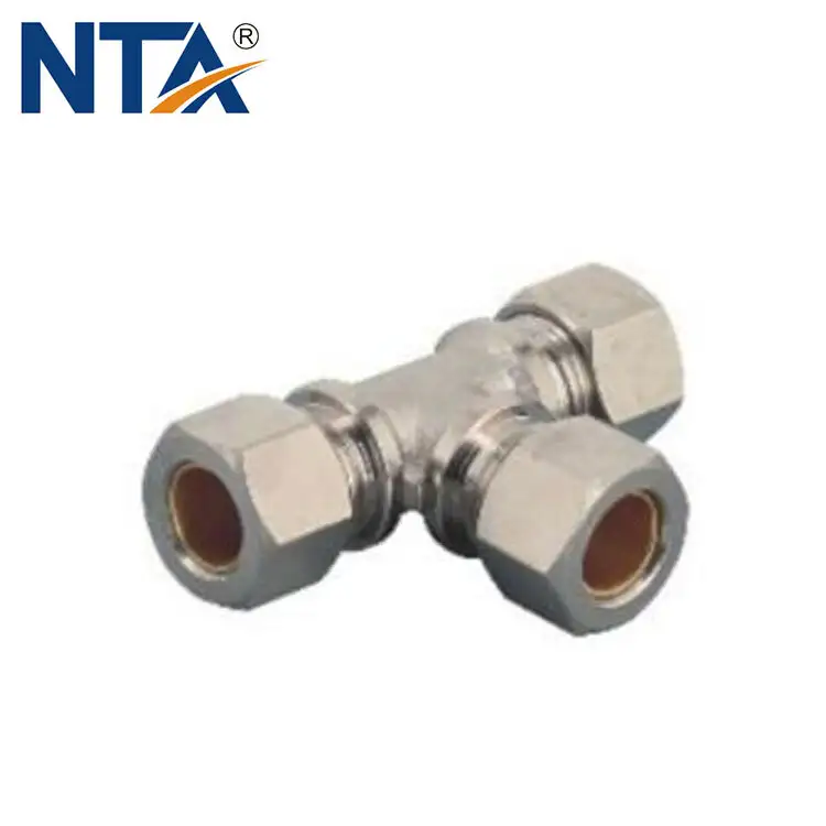 MTPE Union Tee Nikel Plated Brass Compression Fittings/Union Tee Compressed Air Coupler 1