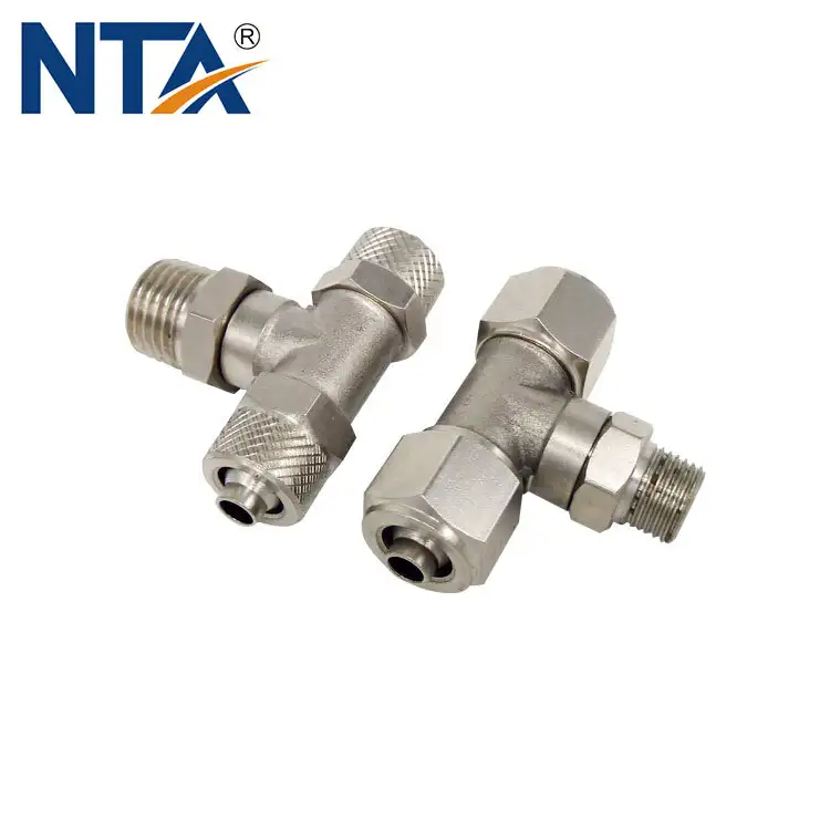 TPB Male Branch Tee Brass Push on Fittings/ Branch Tee Pneumatic Push on Fitting/Branch Tee Metal Screw Lock Fitting 1