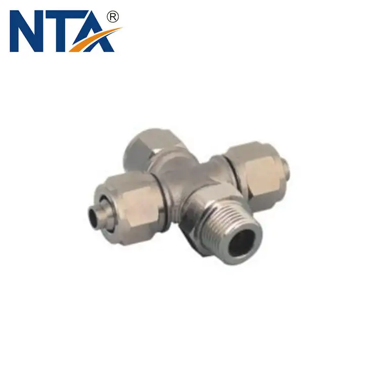 TPZR Branch Cross Nikel Plated Brass Push on Fittings/ Compressed Air Rapid Push on Fitting 1