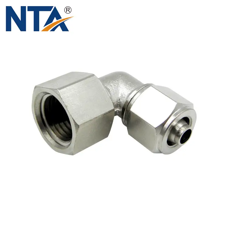 TPLF Nikel Plated Elbow Brass Push on Fittings/ Pneumatic Elbow Push on Fitting/Metal Screw Lock Elbow Fitting 1