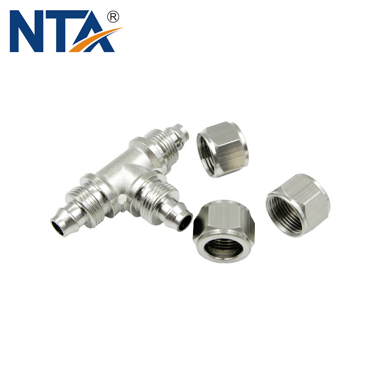 TPEG Brass Tee Reducer/Nikel Plated Brass Push on Reducer/ Brass Pneumatic Tee Reducer Fitting 2