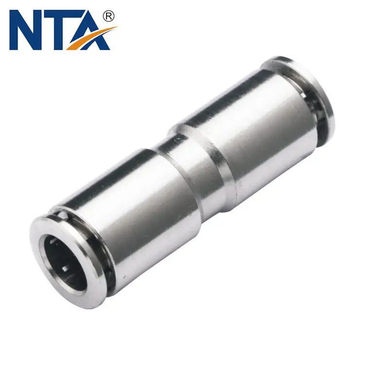 MPU Straight Union Nikel Plated Brass Push in Fittings/ Brass Pneumatic Fitting/Compressed Air Fitting/Metal Straight 1