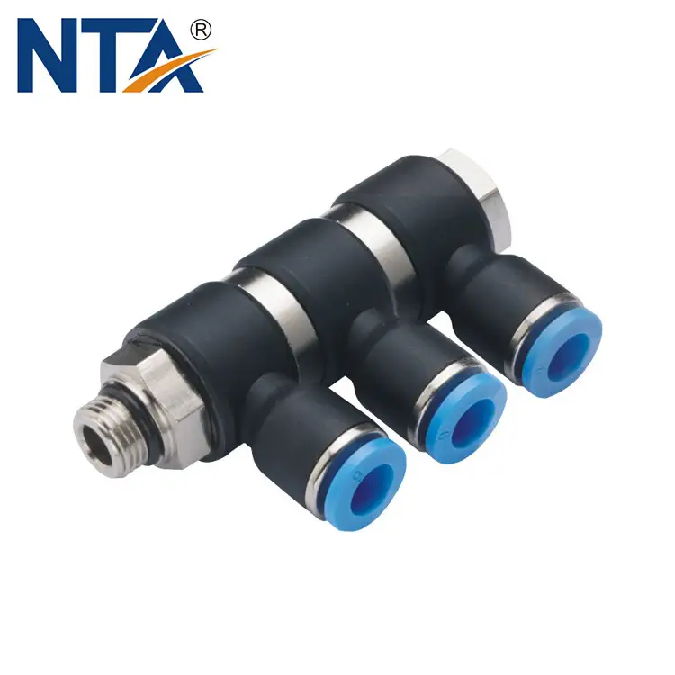 PHT-3-G Triple Universal Elbow Plastic Push-in Fitting/ Pneumatic Triple Banjo Fittings 1