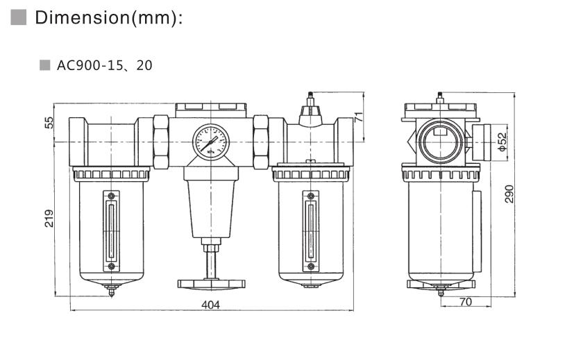 AC Big Flowrate Filter Regulator Lubricator 7