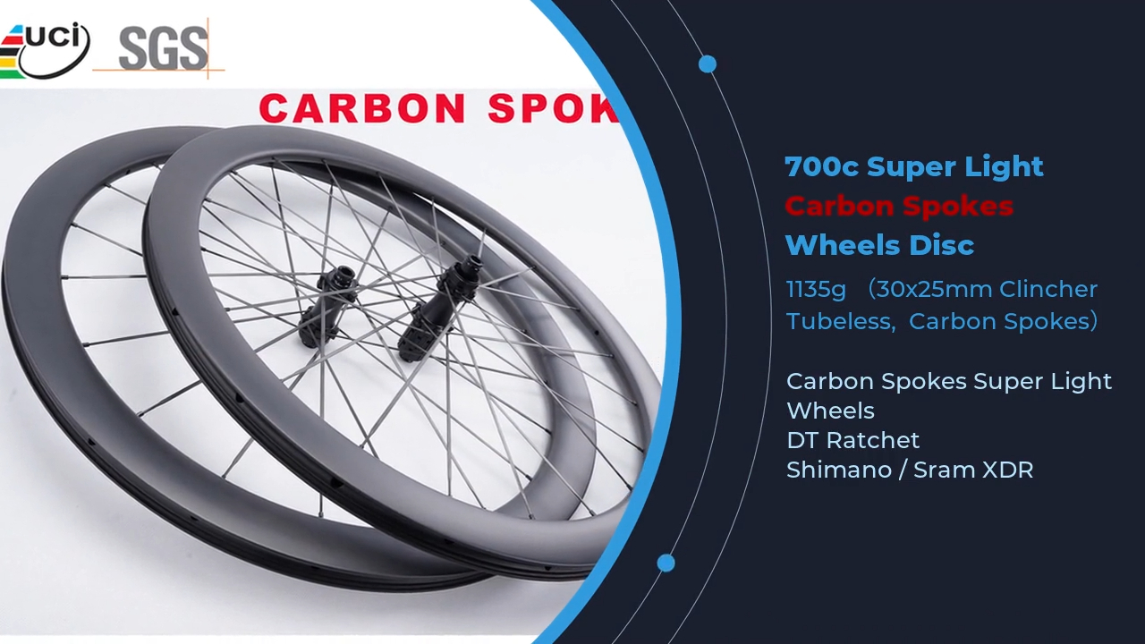 China 700c Super Light 1135g Carbon Spokes Wheels Disc Brake Wheelset manufacturers - Go Zone 1